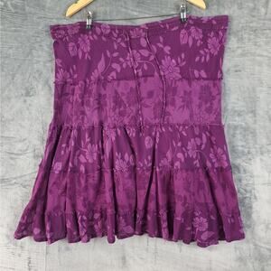 Womens Skirt Large‎ Purple Boho Floral Bloomcore Prairie Peasant Hippie Fairy